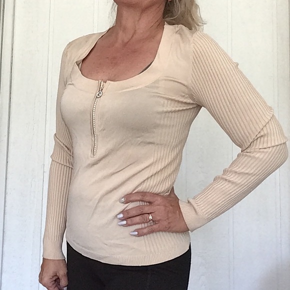 CACHE RHINESTONE ZIPPER LONG SLEEVE SWEATER MEDIUM - Picture 4 of 11